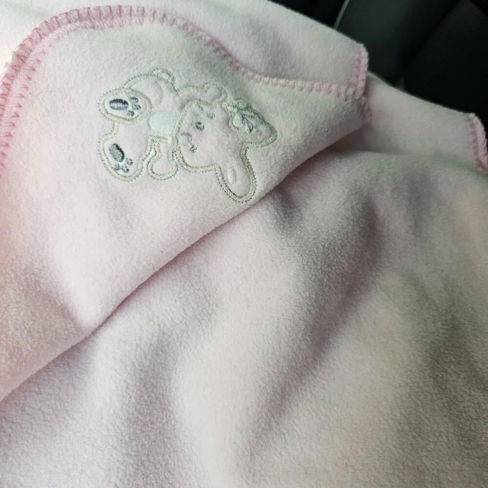 VTG Y2K Basic Editions Baby Blanket Light Pink Bunny Rabbit Butterfly Fleece 30